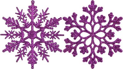 Weihnachts-Glitzer-Schneeflocken-Ornamente, 10,2 cm, Set, 36 Stück, Lila