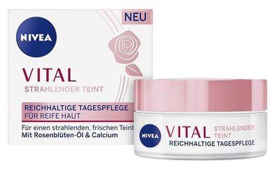 Nivea Anti-Aging Tagescreme mit Rosenblétenöl und Kalzium 50 ml, fér reife Haut