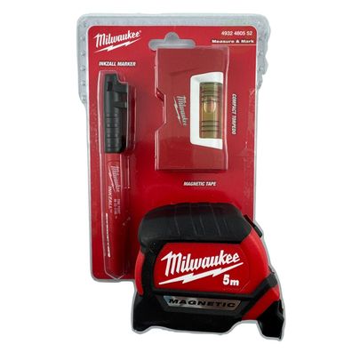 Milwaukee Starter-Set 3-teilig Bandmaß 5m , Wasserwaage, Marker 4932480552