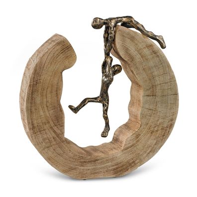 Skulptur Teamwork Teamarbeit 29x28cm Holzdeko Modern Wohnzimmer