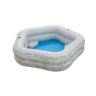 TruPrint™ Family Pool 213 x 206 x 53 cm, Steinwand-Optik (Cremegrau)