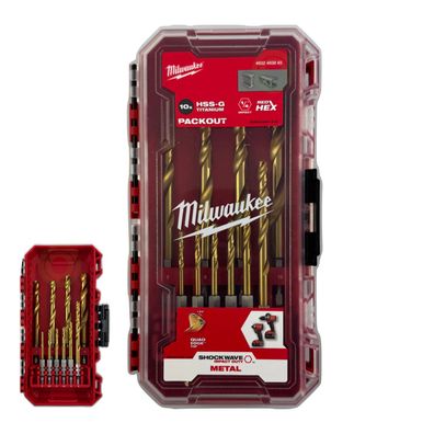 Milwaukee Shockwave HSS-G Tin Red Hex 3 - 10 mm Metall-Bohrer-Set (10 Stück)