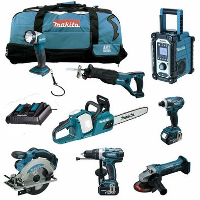 MAKITA LXT 18V 12tlg. Akku Werkzeug Set + DUC 355 RT2 Akku-Kettensäge RFE RMJ Z