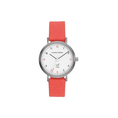 Adora Design Armbanduhr Titan 3 BAR Analog Quarz veganes rotes Band