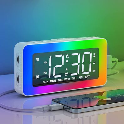 USB-betriebener Nachttischwecker mit großem LED-Display