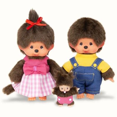 Familien-Set | Mutter, Vater & Kind | 20 cm | Monchhichi Puppe