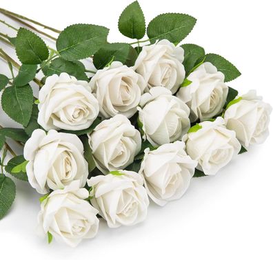 12 Stück Künstliche Rosen, Künstliche Flanellblumen, Künstliche Blumen