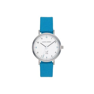 Adora Design Armbanduhr Titan 3 BAR Analog Quarz veganes blaues Band