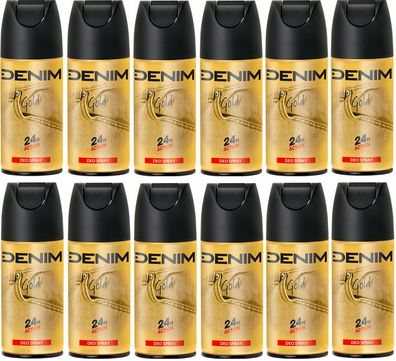 Denim Gold Deodorant Spray 24h Action 12 x 150ml Deo