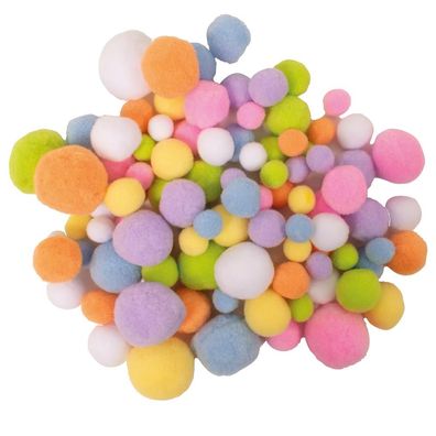 Pompons pastell, 100 Stück