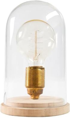 Invicta Tischleuchte Edison Retro Vintage Tischlampe aus Holz und Glas Lampe