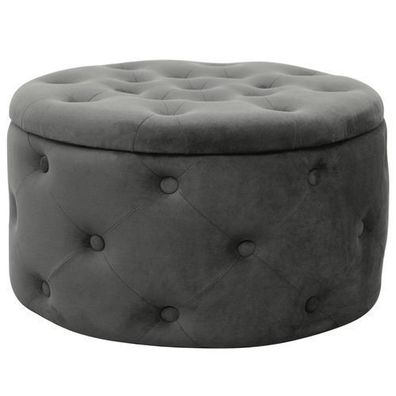 Pouf AKORD ALIA aus Samtstoff mit Stauraum in Graphitgrau Durchmesser 55 cm