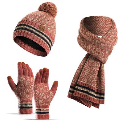 Winterweiches und warmes 3-teiliges Schal-Handschuh-Set