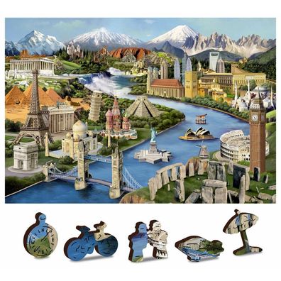 WOODEN CITY Holzpuzzle Weltmonumente 2in1, 75 Teile ECO