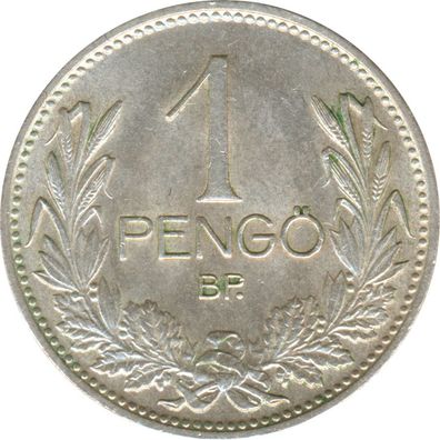 Ungarn 1 Pengö 1939 Staatswappen Silber*