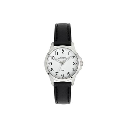 Adora Damen > Armbanduhr Ø 29mm schwarzes Lederband Edelstahlgehäuse 