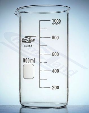 hohes Becherglas 00025 ml mit Chemland-borokalk