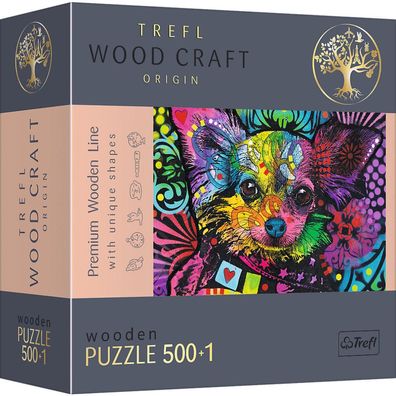 TREFL Wood Craft Origin Puzzle Buntes Hündchen 501 Teile