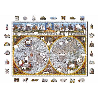 WOODEN CITY Holzpuzzle Antike Karte Nova Terrarum 2in1, 1010 Teile ECO