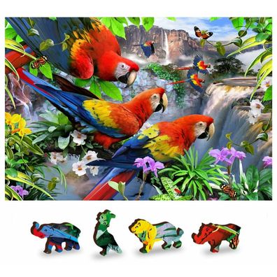 WOODEN CITY Holzpuzzle Parrot Island 2in1, 75 Teile ECO