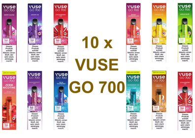 10x VUSE GO 700 Züge Einweg E-Zigarette 20mg/ml Geschmäcker Wählbar