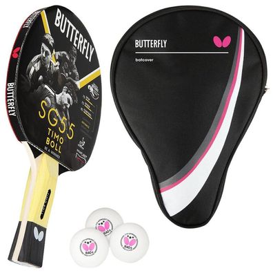 Butterfly 1x Timo Boll SG55 Tischtennisschläger + Tischtennishülle Drive Case