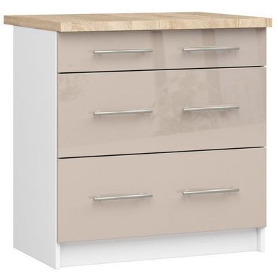 Küchenschrank AKORD OLIWIA modular S80 Weiß 80 cm Front Cappuccino Glanz 80x85x46 cm