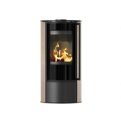 Kratki Kaminofen aus Stahl ERIK Ø150 5,5 kW GOLD SATIN BLACK mit Türfeder Kamin