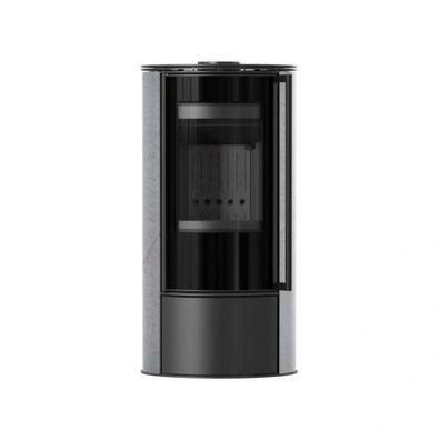 Kratki Kaminofen aus Stahl ERIK Ø150 5,5 kW GRAY SATIN BLACK mit Türfeder Kamin