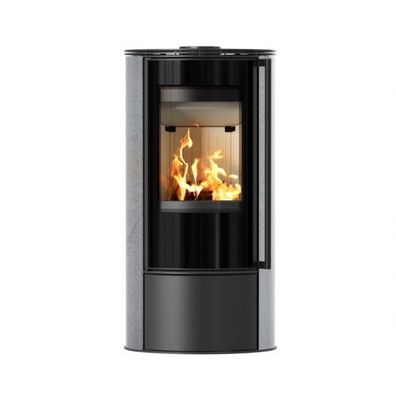 Kratki Kaminofen aus Stahl ERIK Ø150 5,5 kW GRAY SATIN mit Türfeder Kamin Ofen