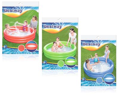 Bestway Planschbecken 3-Ring Pool rund Kinderpool aufblasbar ab 2 Jahren