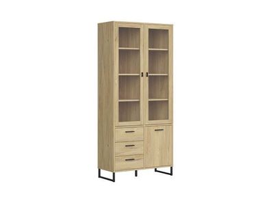 BLACK RED WHITE Vitrinenschrank Ramla | Standvitrine | 40 x 90 x 200 cm, Beige