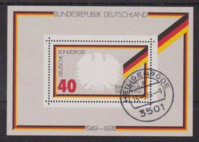 BRD 1974 Tagesstempelt PLZ 3501 MiNr. Block 10 25J. Bundesrepublik Deutschland