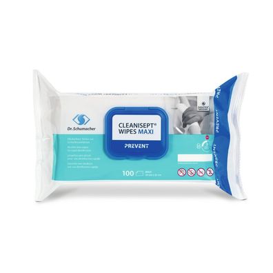 6x Dr. Schumacher Cleanisept® Wipes Maxi Desinfektionstücher | Packung (100 Tücher)