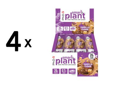 4 x PhD Smart Bar Plant (12x64g) Vanilla Fudge