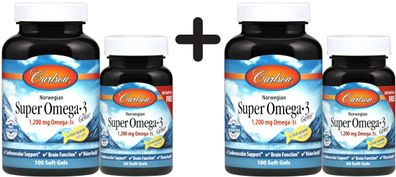 2 x Norwegian Super Omega-3 Gems, 1200mg - 100 + 30 softgels