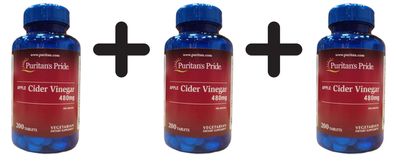 3 x Apple Cider Vinegar, 480mg - 200 tabs