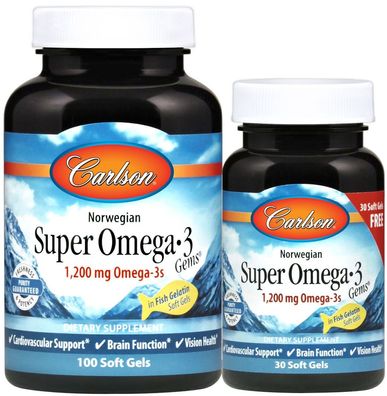 Norwegian Super Omega-3 Gems, 1200mg - 100 + 30 softgels