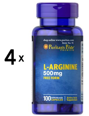 4 x L-Arginine, 500mg - 100 caps