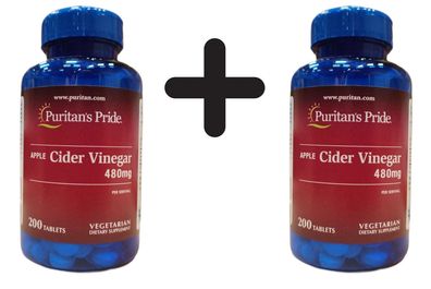 2 x Apple Cider Vinegar, 480mg - 200 tabs