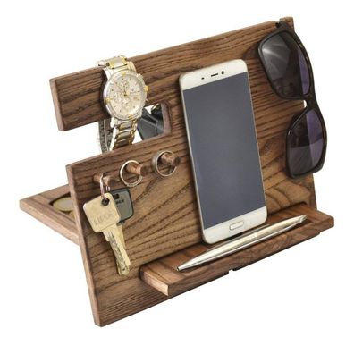 Tablet Handy Organizer Ständer Halterung Dockingstation Holz Samsung Apple Watch