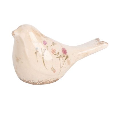 Clayre & Eef Dekorationsfigur Vogel 16x7x9 cm Beige Keramik (Gr. 16x7x9 cm)