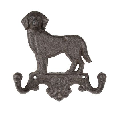 Clayre & Eef Wandgarderobe Hund 16x4x16 cm Braun Metall (Gr. 16x4x16 cm)