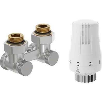 Mexen G01 Thermostat-Set Eckig Nickel DN50, 1/2"x3/4"