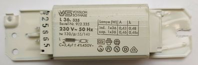 Vossloh Schwabe L 36.335 Vorschaltgerät, 230 V, 50 Hz, 36 W