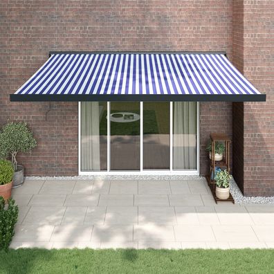 vidaXL Markise Einziehbar Blau und Weiß 4,5x3 m Stoff und Aluminium