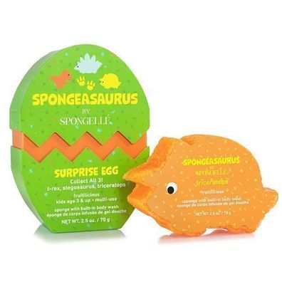 Spongelle Kinder Duschschwamm mit Seife, Triceratops-Design, 20 Anwendungen