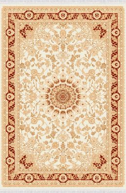 Kunstteppich Orientteppich Teppich Klassisch Vintage Kurzflor Beige Rot