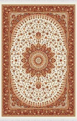 Orientteppich Teppich Bordüre Orientalischer Design Vintage Kurzflor Rot 150X233