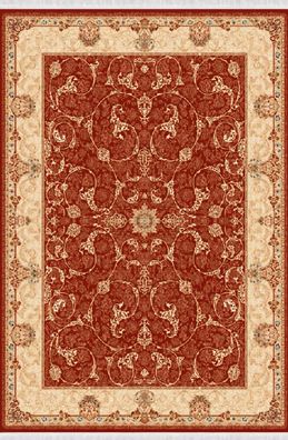 Orientalisch Teppich Klassisch Kunstteppich Kurzflor Bordüre Rot Beige